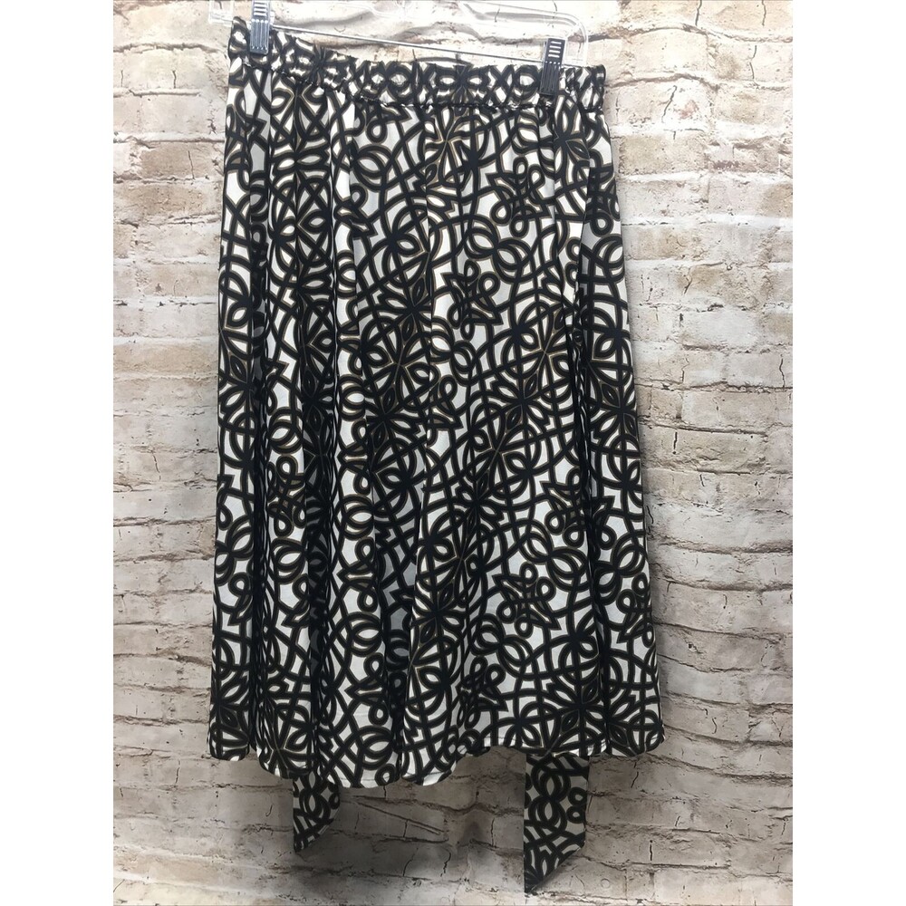 Mix Nouveau Womens Skirt Size Medium Tie Belt Geometric Print Elastic Waist